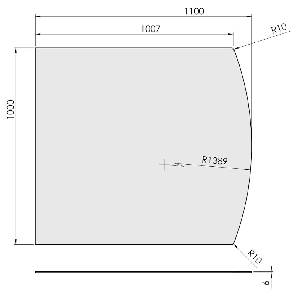TermaTech | Glas-Bodenplatte | Segmentbogen | Größe wählbar