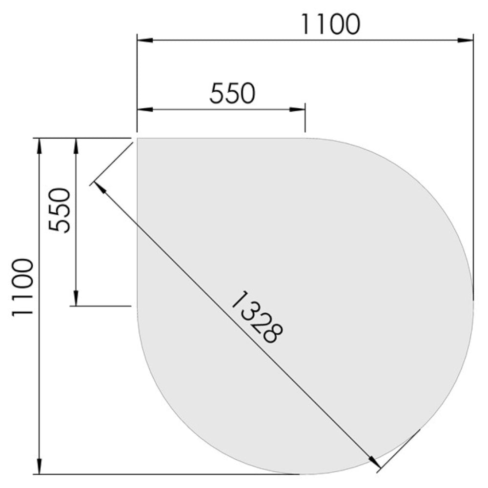 TermaTech | Bodenplatte Tropfen | 1100×1100×6 mm | Glas