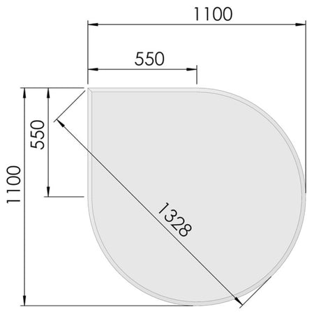 TermaTech | Bodenplatte Tropfen Facet | 1100×1100×8 mm | Glas