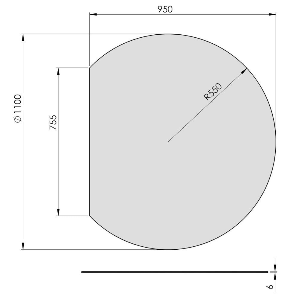 TermaTech | Glas-Bodenplatte | Kreisabschnitt | Größe wählbar