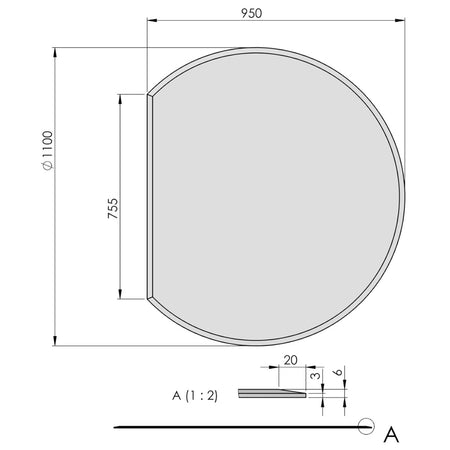 TermaTech | Glas-Bodenplatte | Kreisabschnitt Facet | Größe wählbar