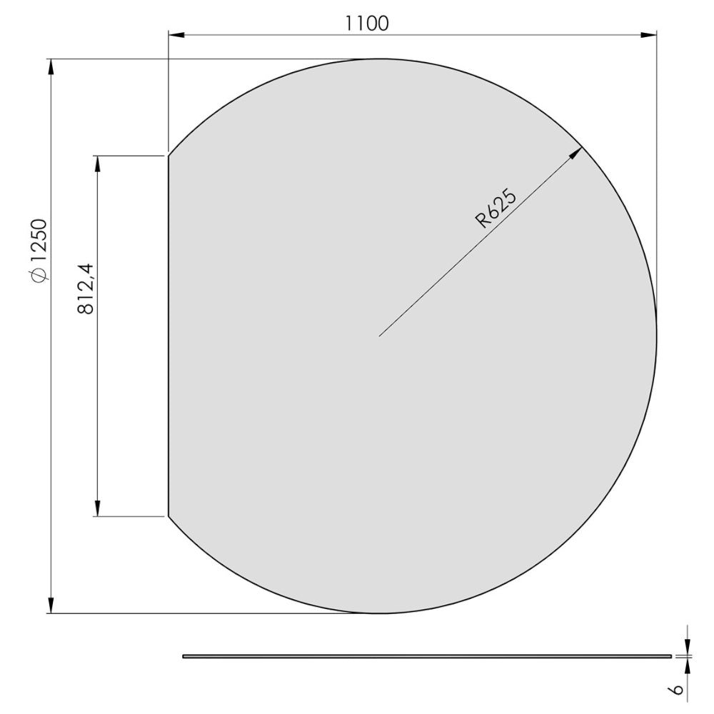 TermaTech | Glas-Bodenplatte | Kreisabschnitt | Größe wählbar