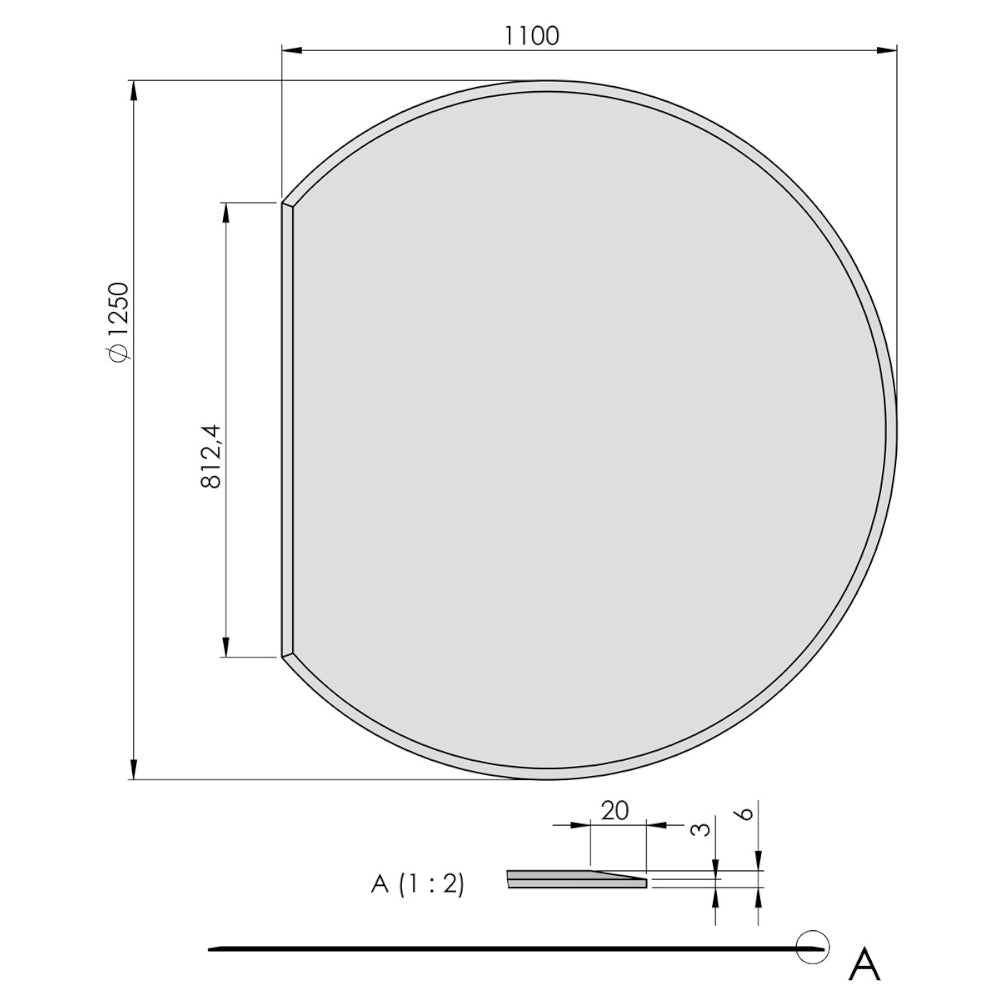 TermaTech | Glas-Bodenplatte | Kreisabschnitt Facet | Größe wählbar