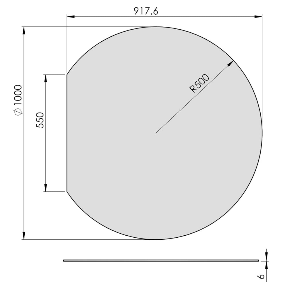 TermaTech | Glas-Bodenplatte | Kreisabschnitt | Größe wählbar