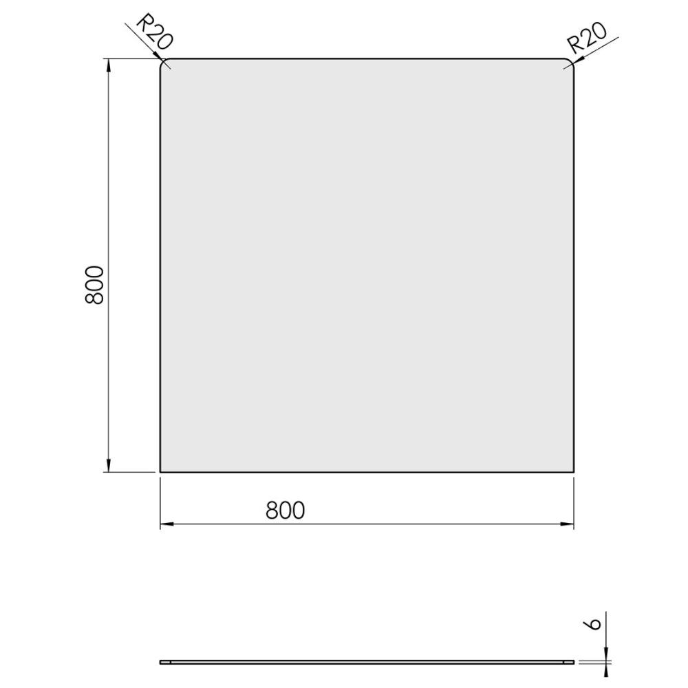 TermaTech | Bodenplatte Quadrat | 800×800×6 mm | Glas
