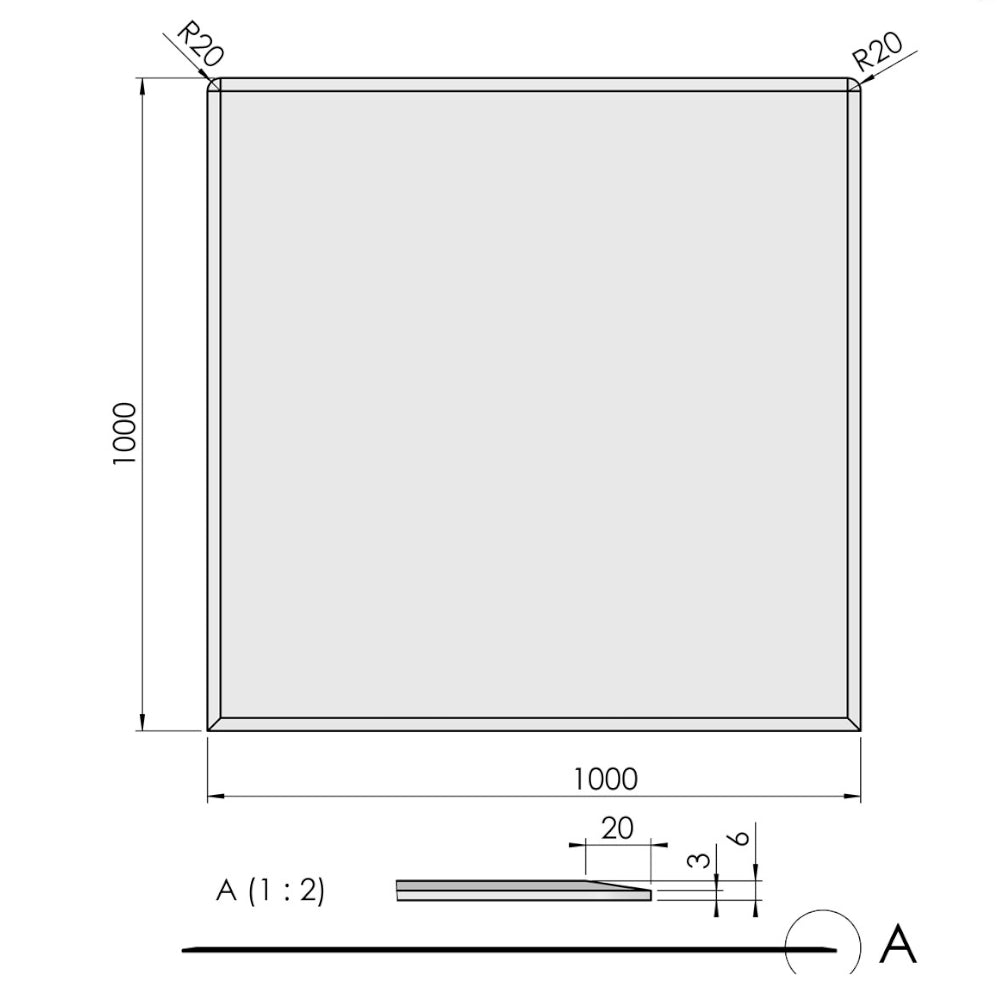 TermaTech | Glas-Bodenplatte | Quadrat Facet | Größe wählbar