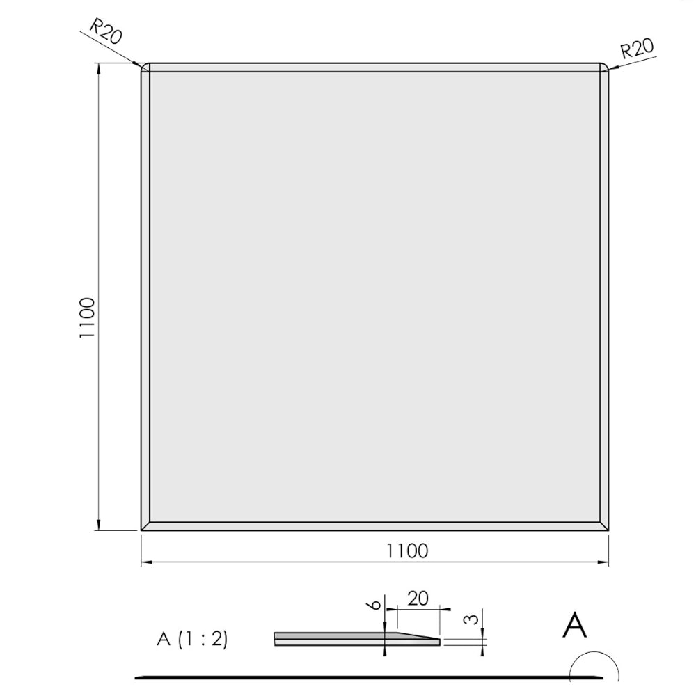 TermaTech | Glas-Bodenplatte | Quadrat Facet | Größe wählbar