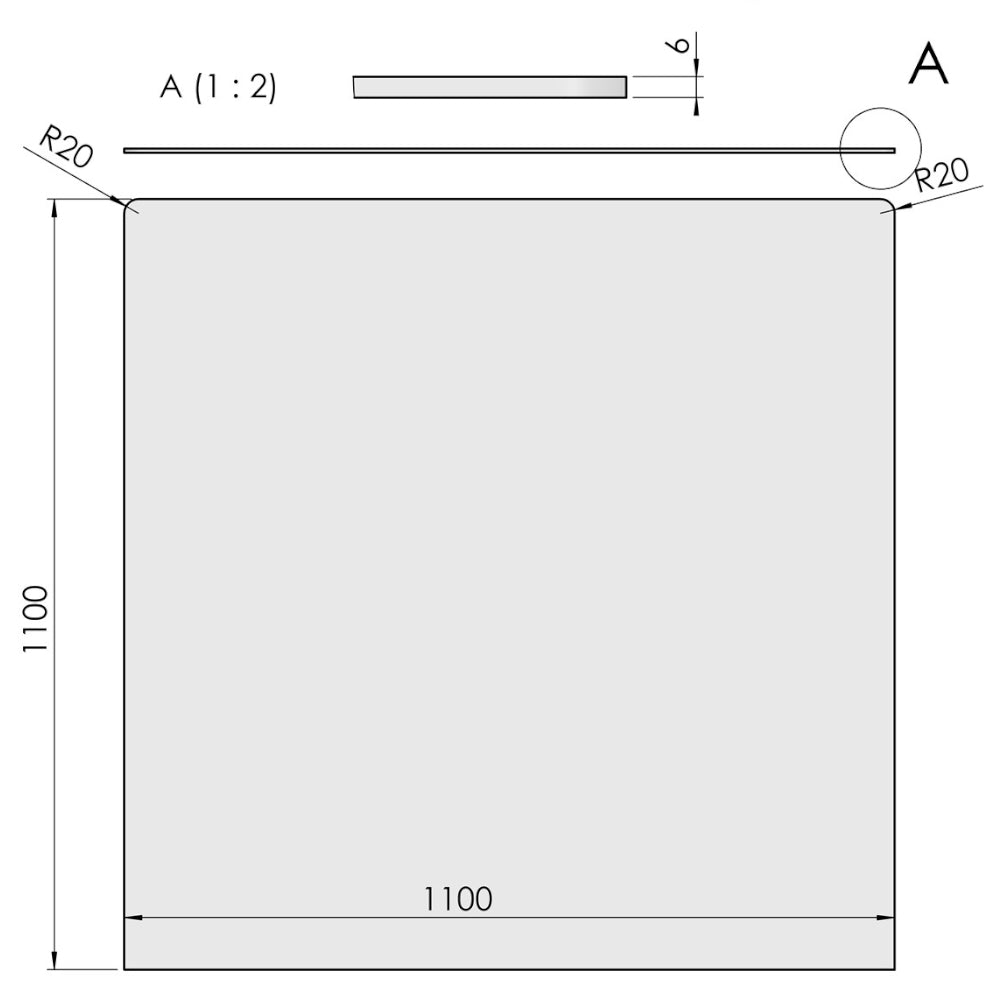 TermaTech | Bodenplatte Quadrat | 1100×1100×6 mm | Glas