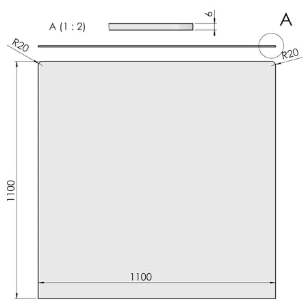 TermaTech | Bodenplatte Quadrat | 1100×1100×6 mm | Glas