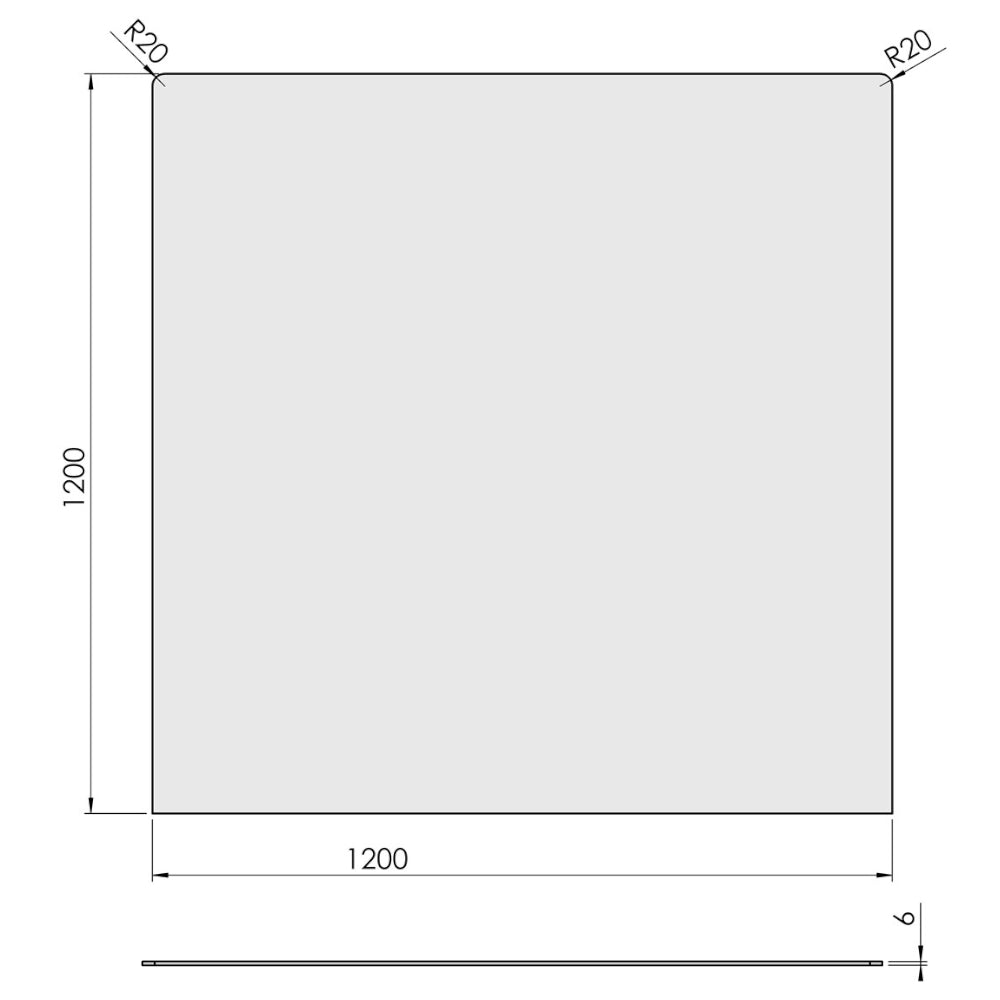 TermaTech | Bodenplatte Quadrat | 1200×1200×6 mm | Glas