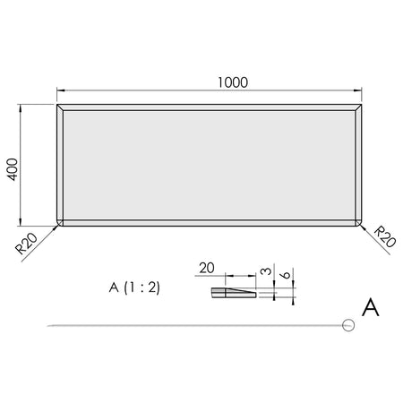 TermaTech | Bodenplatte Rechteck Facet | 400×1000×6 mm | Glas