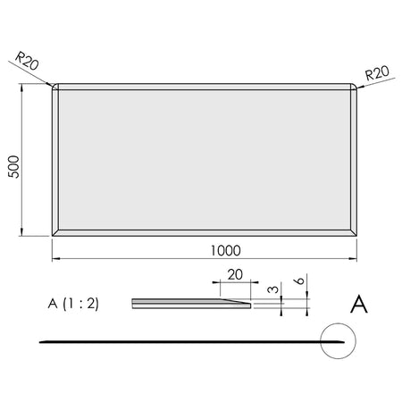 TermaTech | Bodenplatte Rechteck Facet | 500×1000×6 mm | Glas