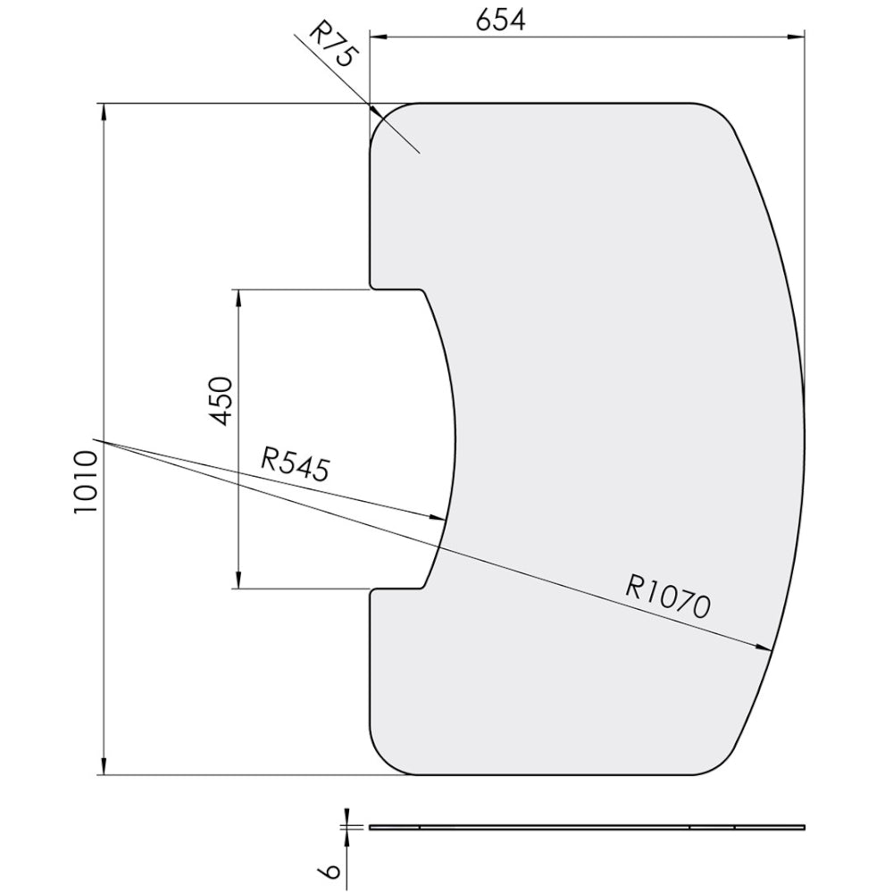 TermaTech | Form-Vorlegeplatte für Kaminofen TT80 | Glas | EU-Zulassung