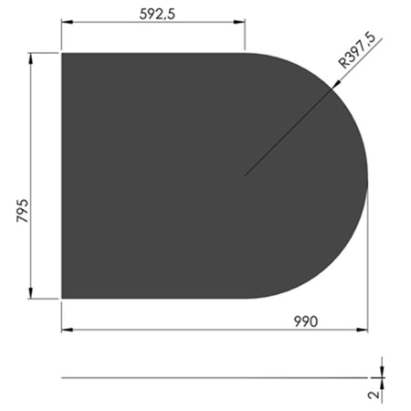 TermaTech | Bodenplatte Halbkreis | 795×990×2 mm | Stahl | Schwarz