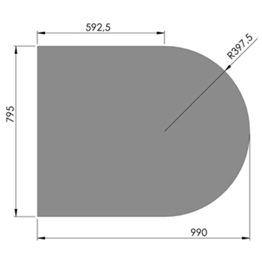 TermaTech | Bodenplatte Halbkreis | 795×990×2 mm | Stahl | Hellgrau