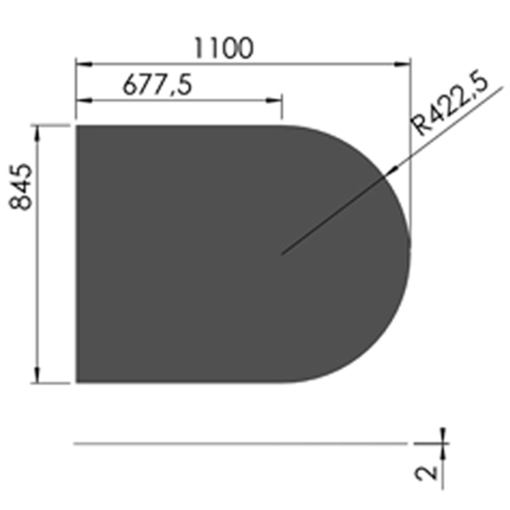 TermaTech | Bodenplatte Halbkreis | 845×1100×2 mm | Stahl | Schwarz