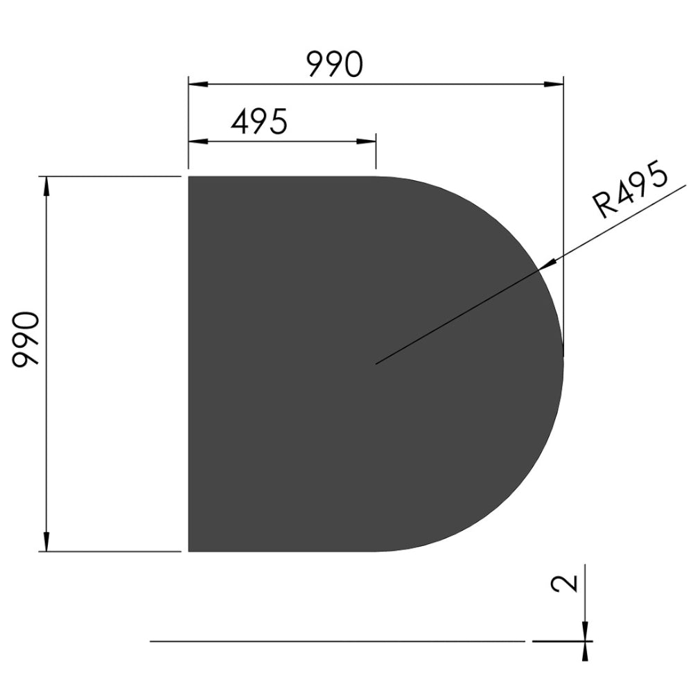 TermaTech | Bodenplatte Halbkreis | 990×990×2 mm | Stahl | Schwarz