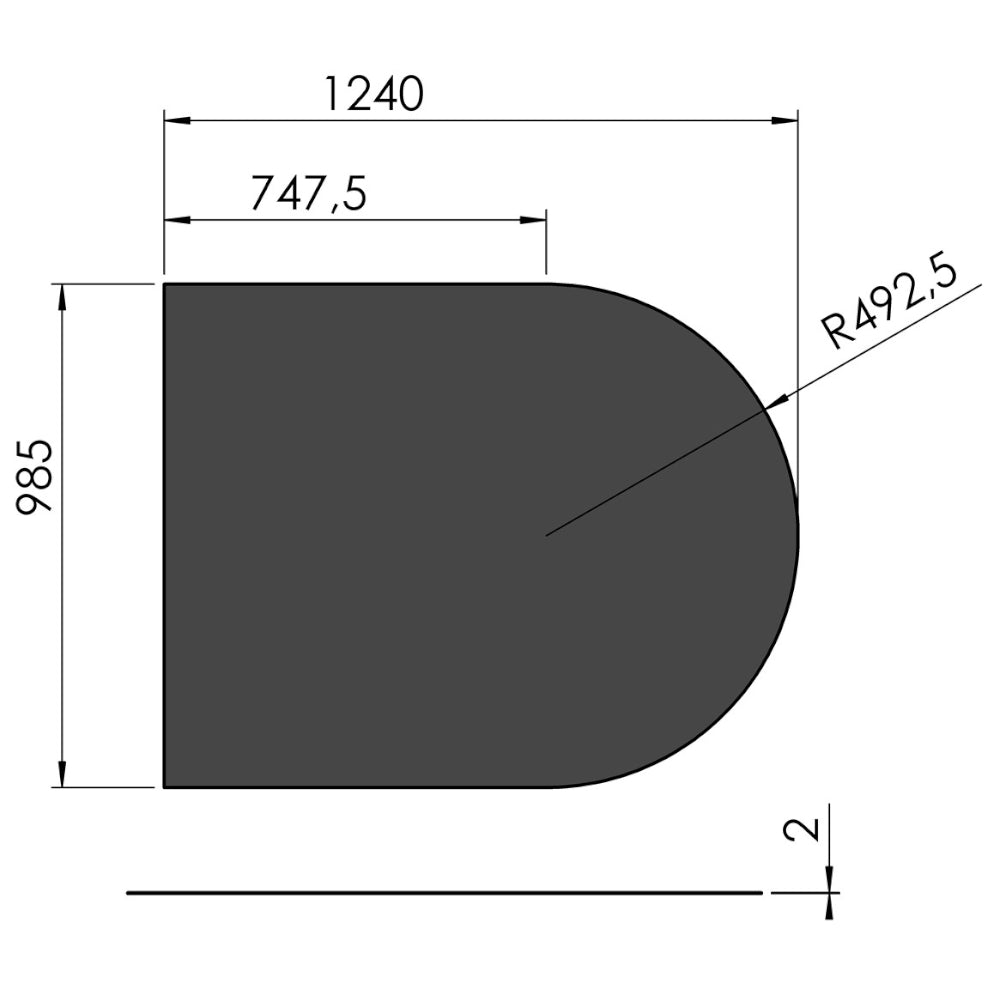 TermaTech | Bodenplatte Halbkreis | 985×1240×2 mm | Stahl | Schwarz