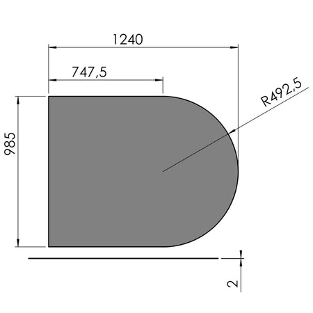 TermaTech | Bodenplatte Halbkreis | 985×1240×2 mm | Stahl | Hellgrau