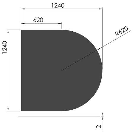 TermaTech | Bodenplatte Halbkreis | 1240×1240×2 mm | Stahl | Schwarz