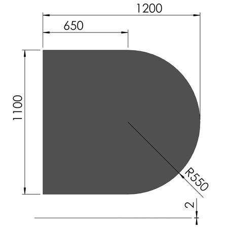 TermaTech | Bodenplatte Halbkreis | 1100×1200×2 mm | Stahl | Schwarz