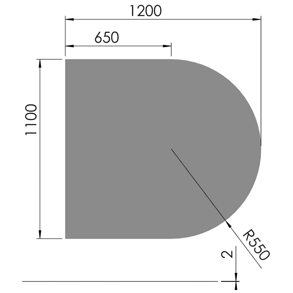 TermaTech | Bodenplatte Halbkreis | 1100×1200×2 mm | Stahl | Hellgrau
