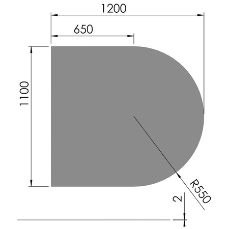 TermaTech | Bodenplatte Halbkreis | 1100×1200×2 mm | Stahl | Hellgrau