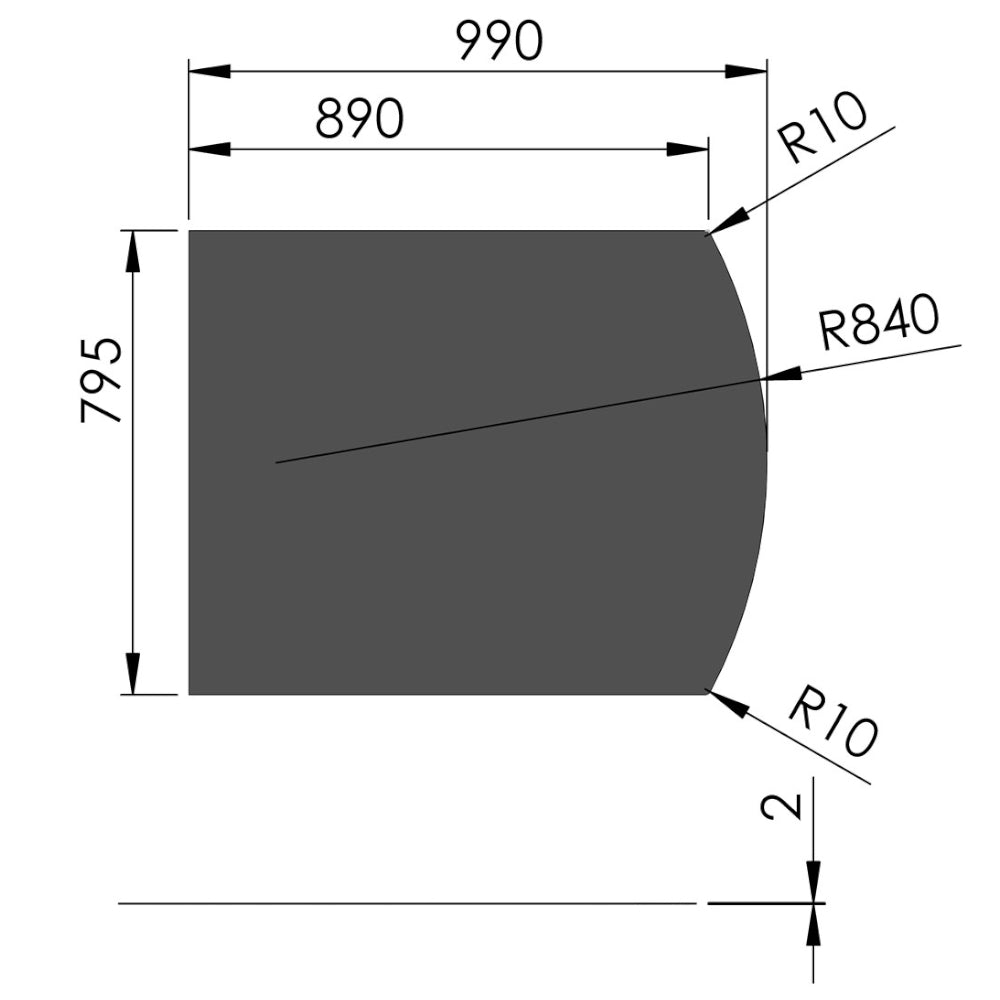 TermaTech | Bodenplatte Segmentbogen | 795×990×2 mm | Stahl | Schwarz