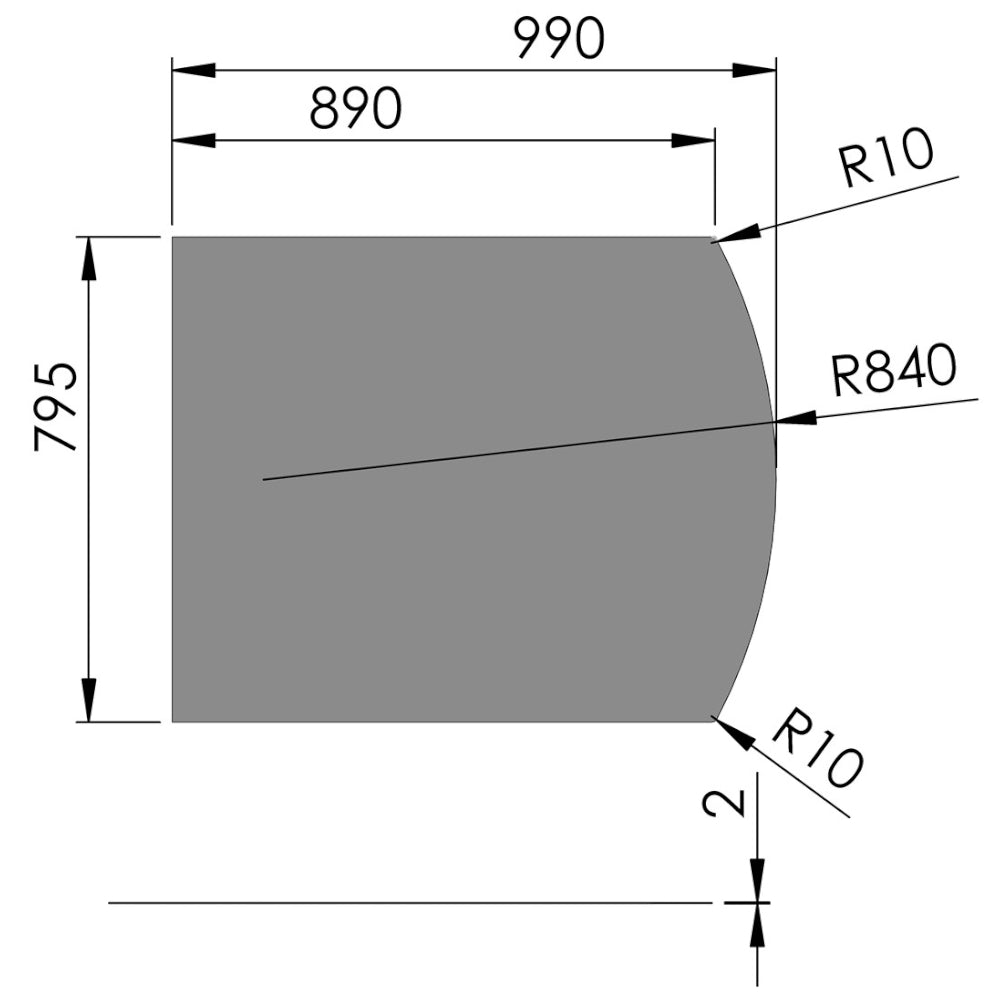TermaTech | Bodenplatte Segmentbogen | 795×990×2 mm | Stahl | Grau