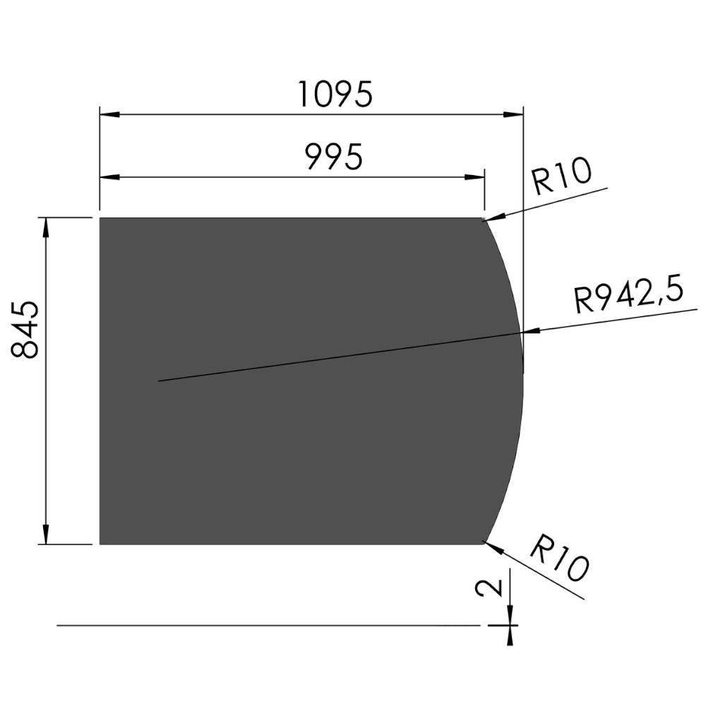 TermaTech | Bodenplatte Segmentbogen | 845×1095×2 mm | Stahl | Schwarz