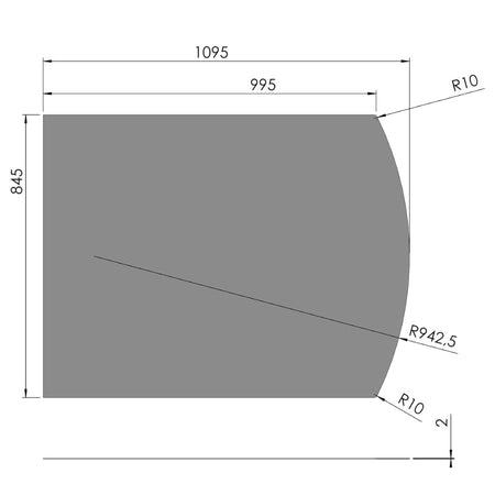 TermaTech | Bodenplatte Segmentbogen | 845×1095×2 mm | Stahl | Grau