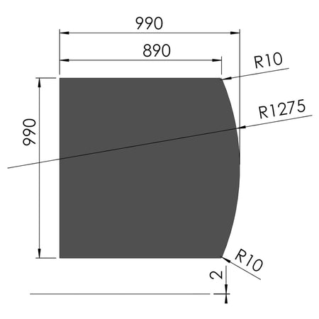 TermaTech | Bodenplatte Segmentbogen | 990×990×2 mm | Stahl | Schwarz