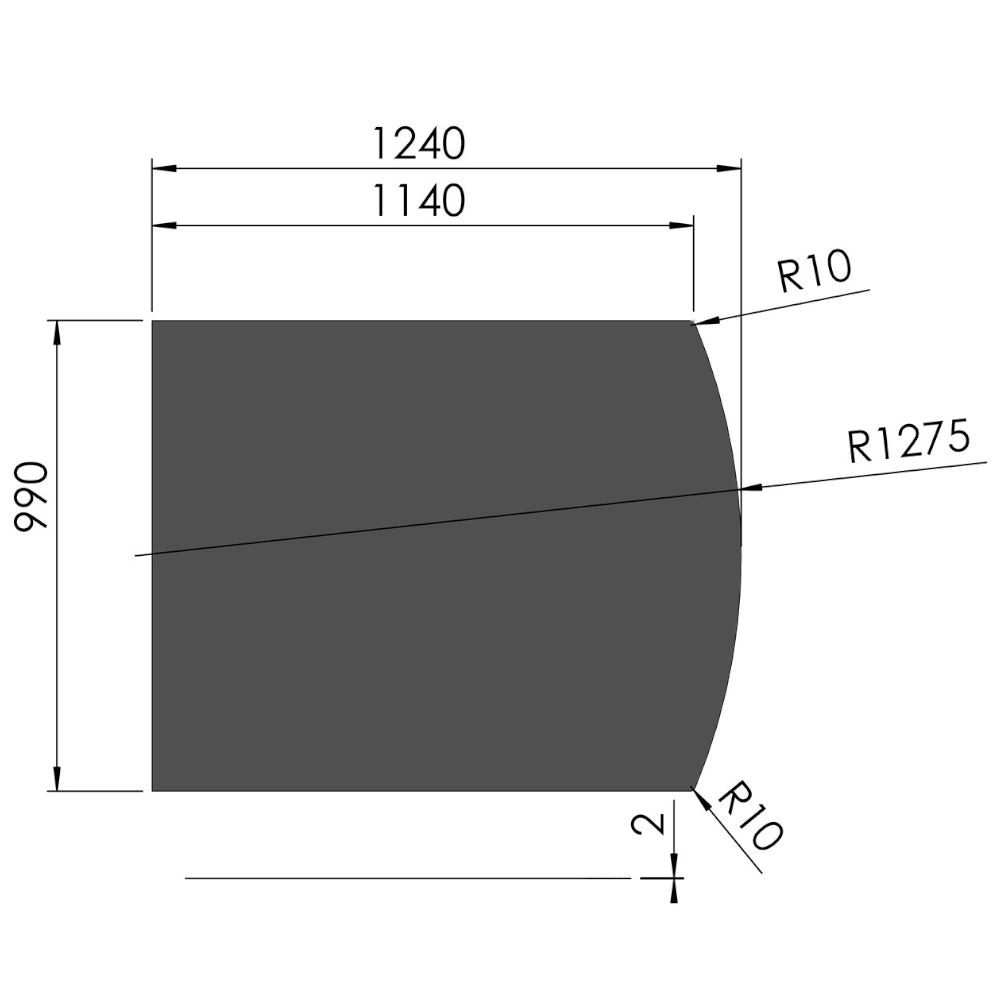 TermaTech | Bodenplatte Segmentbogen | 990×1240×2 mm | Stahl | Schwarz