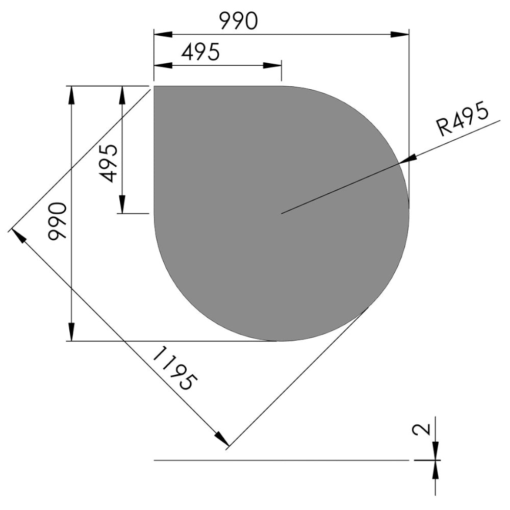 TermaTech | Bodenplatte Tropfen | 990×990×2 mm | Stahl | Hellgrau