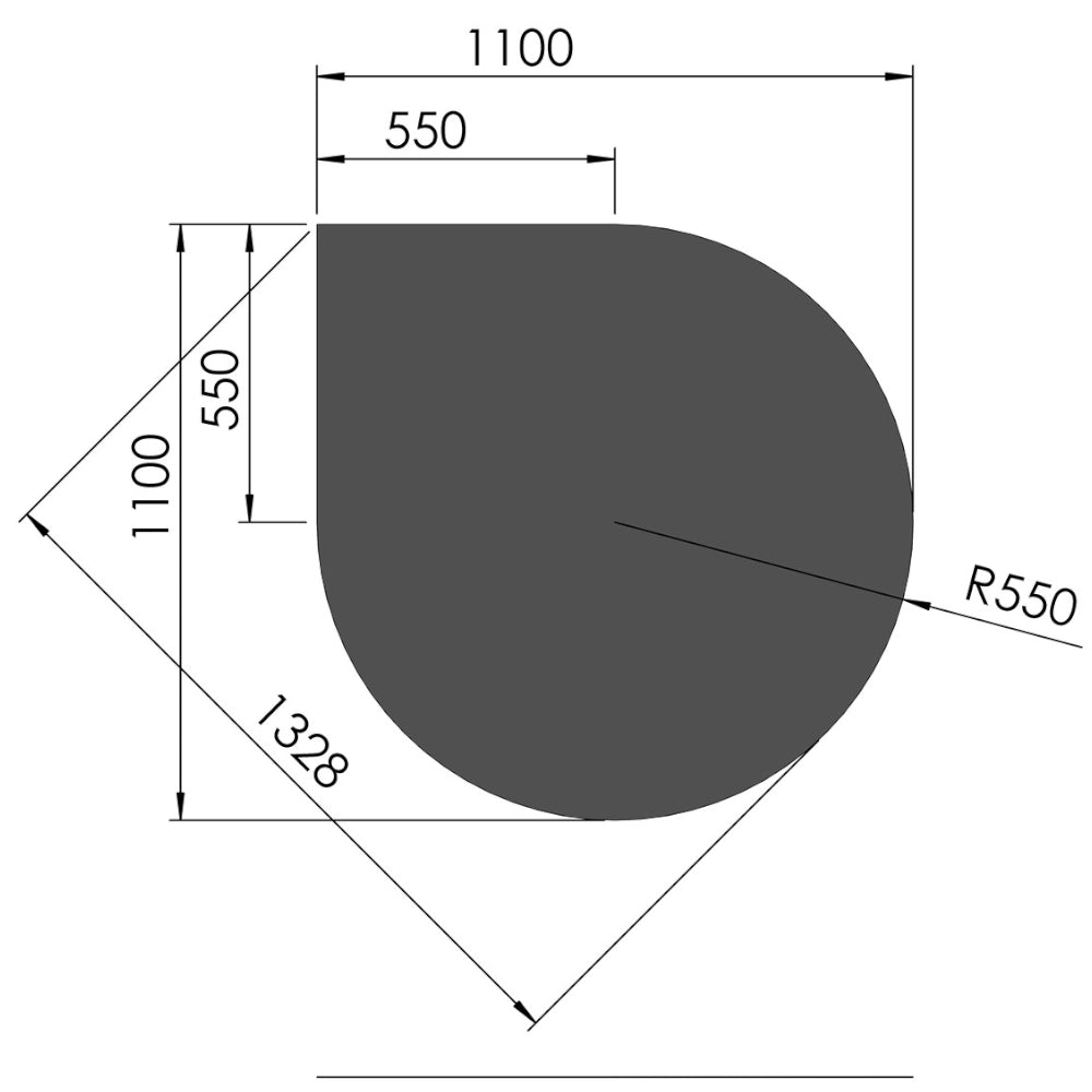 TermaTech | Bodenplatte Tropfen | 1100×1100×2 mm | Stahl | Schwarz