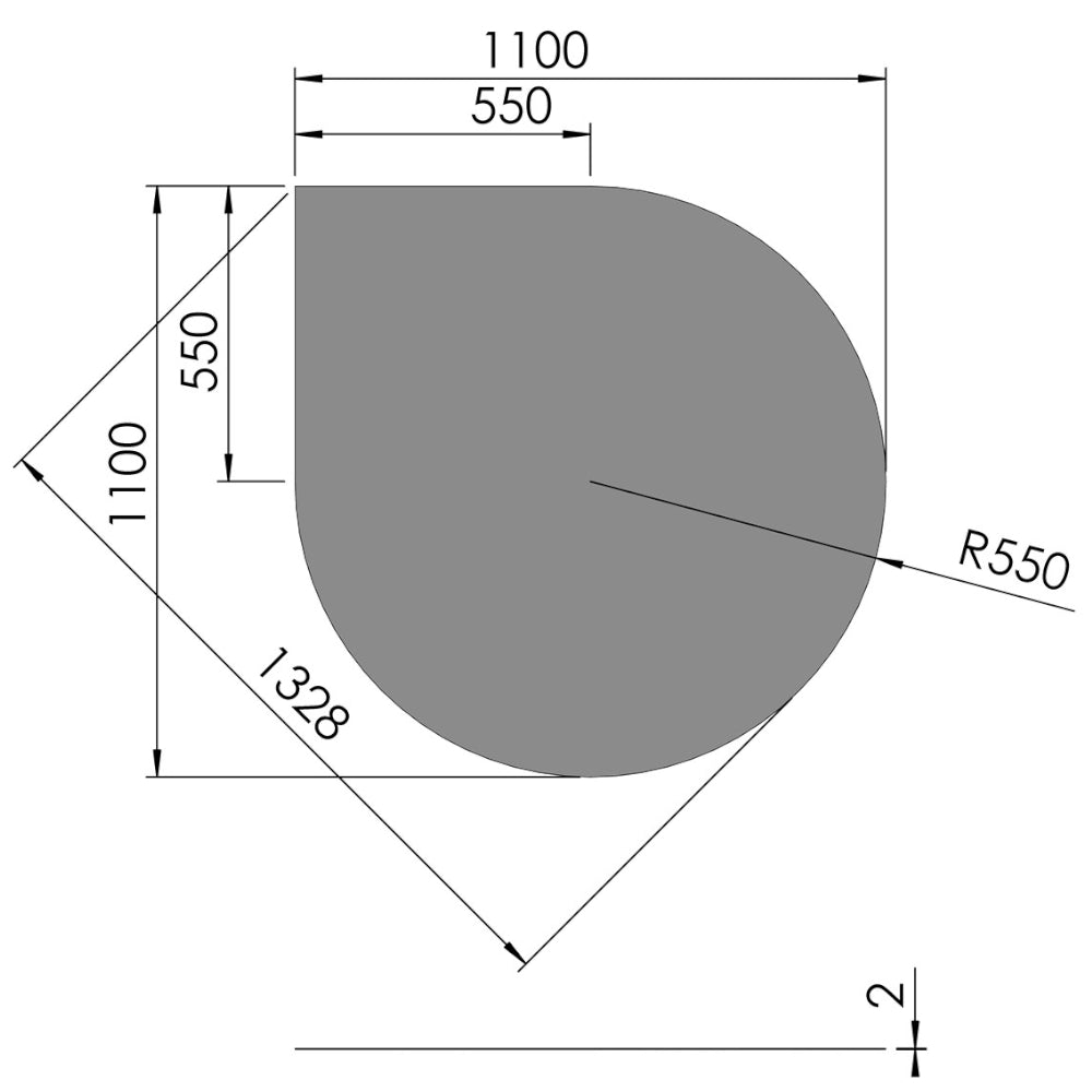 TermaTech | Bodenplatte Tropfen | 1100×1100×2 mm | Stahl | Hellgrau