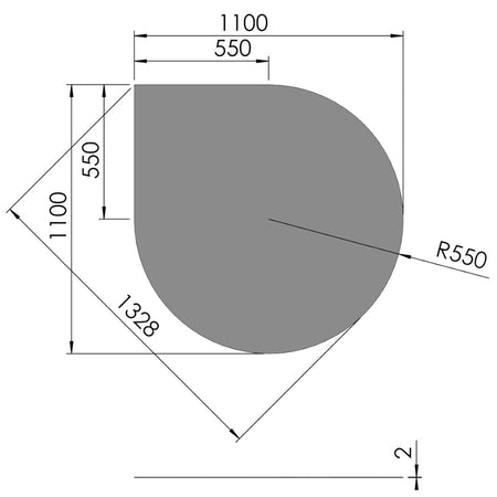 TermaTech | Bodenplatte Tropfen | 1100×1100×2 mm | Stahl | Hellgrau