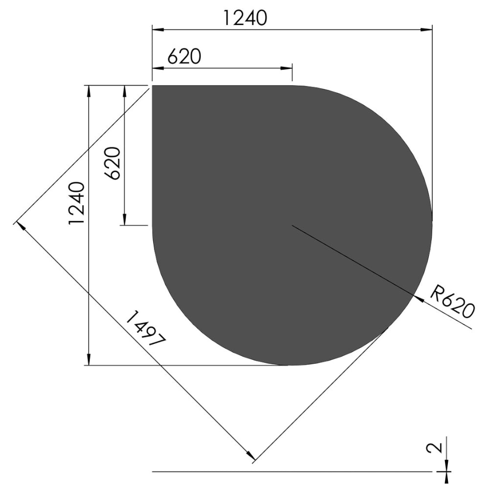 TermaTech | Bodenplatte Tropfen | 1240×1240×2 mm | Stahl | Schwarz