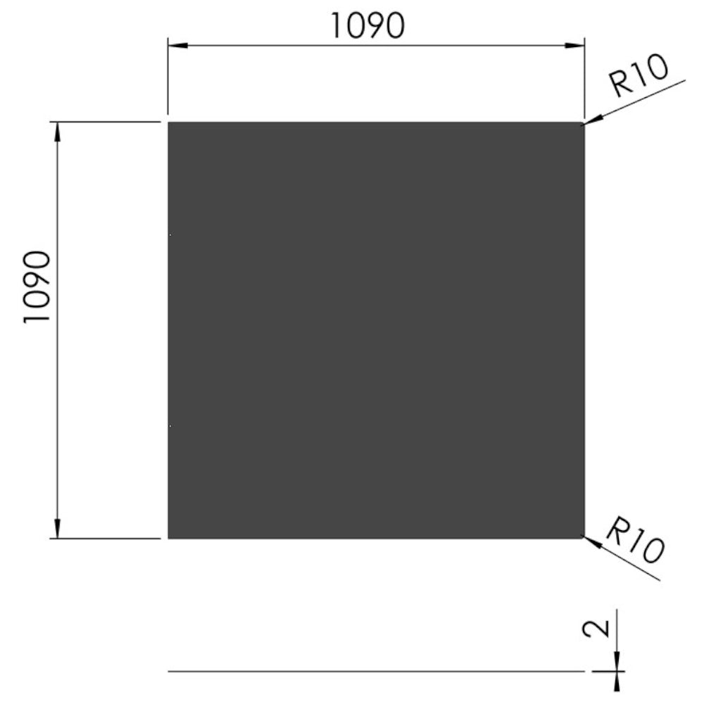 TermaTech | Stahl-Bodenplatte | Quadrat Schwarz | Größe wählbar