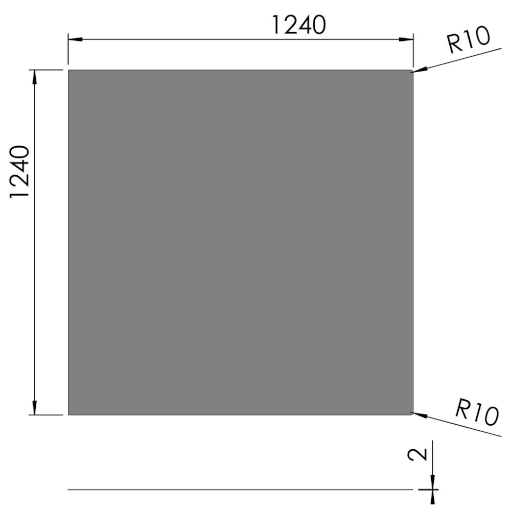 TermaTech | Bodenplatte Quadrat | 1240×1240×2 mm | Stahl | Hellgrau
