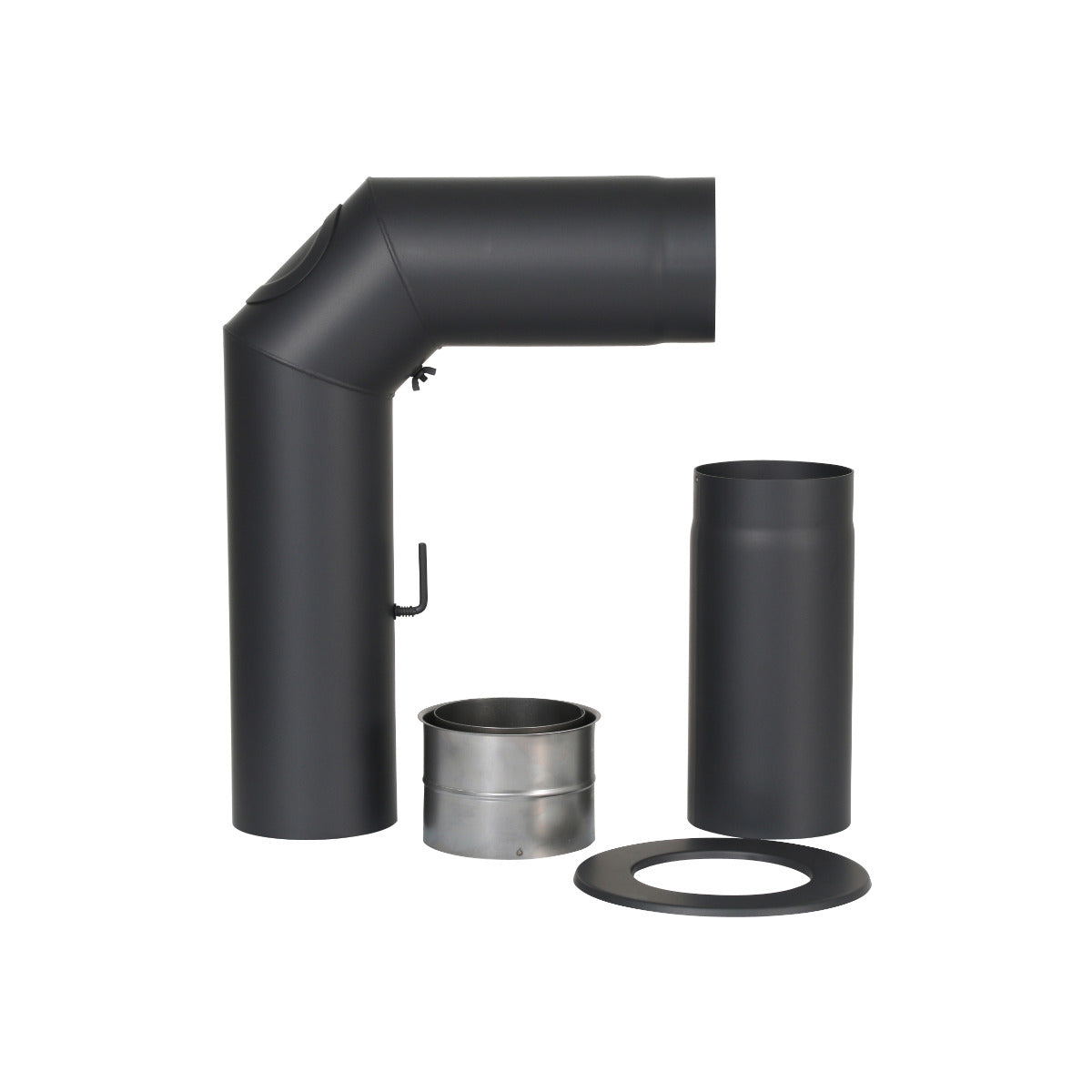 Kamino-Flam  Winkelrohr-Set, mit Verlängerung; Ø 150 mm, schwarz 