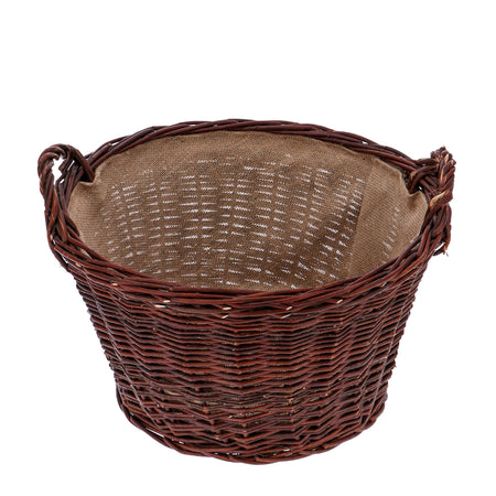 Kaminholzkorb Feuerholzkorb, Holzkorb Weide/jute, rund Ø ca.50cm