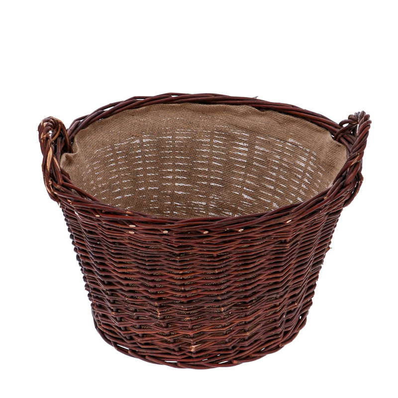 Kaminholzkorb Feuerholzkorb, Holzkorb Weide/jute, rund Ø ca.50cm