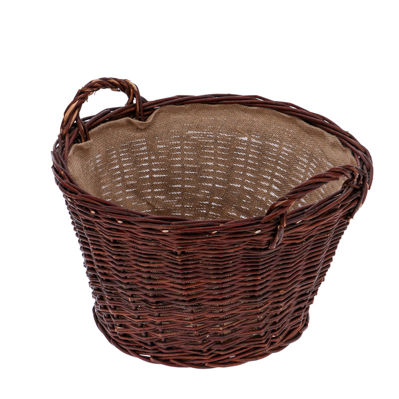 Kaminholzkorb Feuerholzkorb, Holzkorb Weide/jute, rund Ø ca.50cm