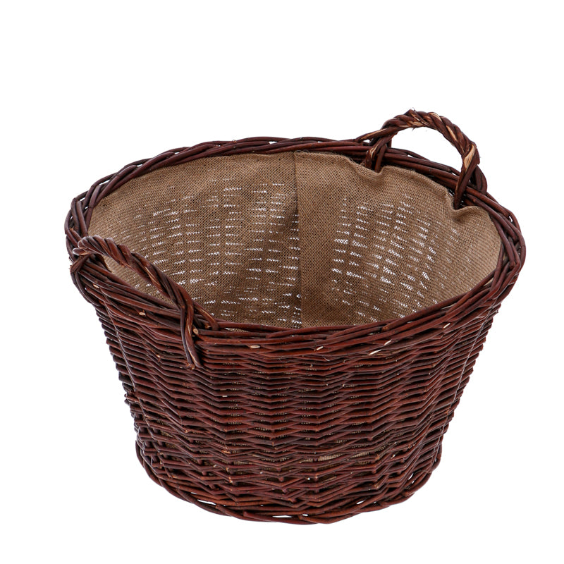 Kaminholzkorb Feuerholzkorb, Holzkorb Weide/jute, rund Ø ca.50cm