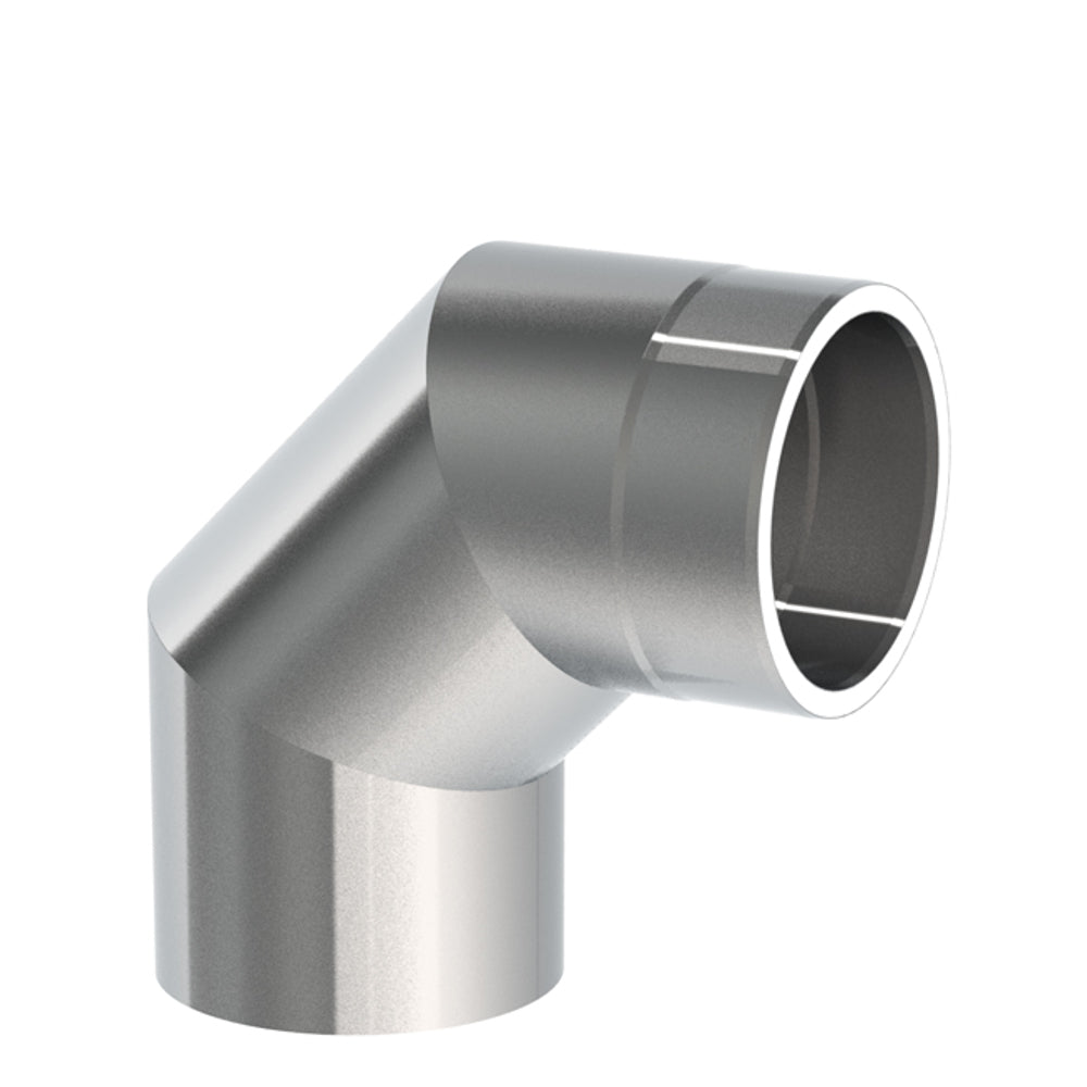 Jeremias Ofenrohr Winkel 90° ohne Tür | Edelstahl gebürstet