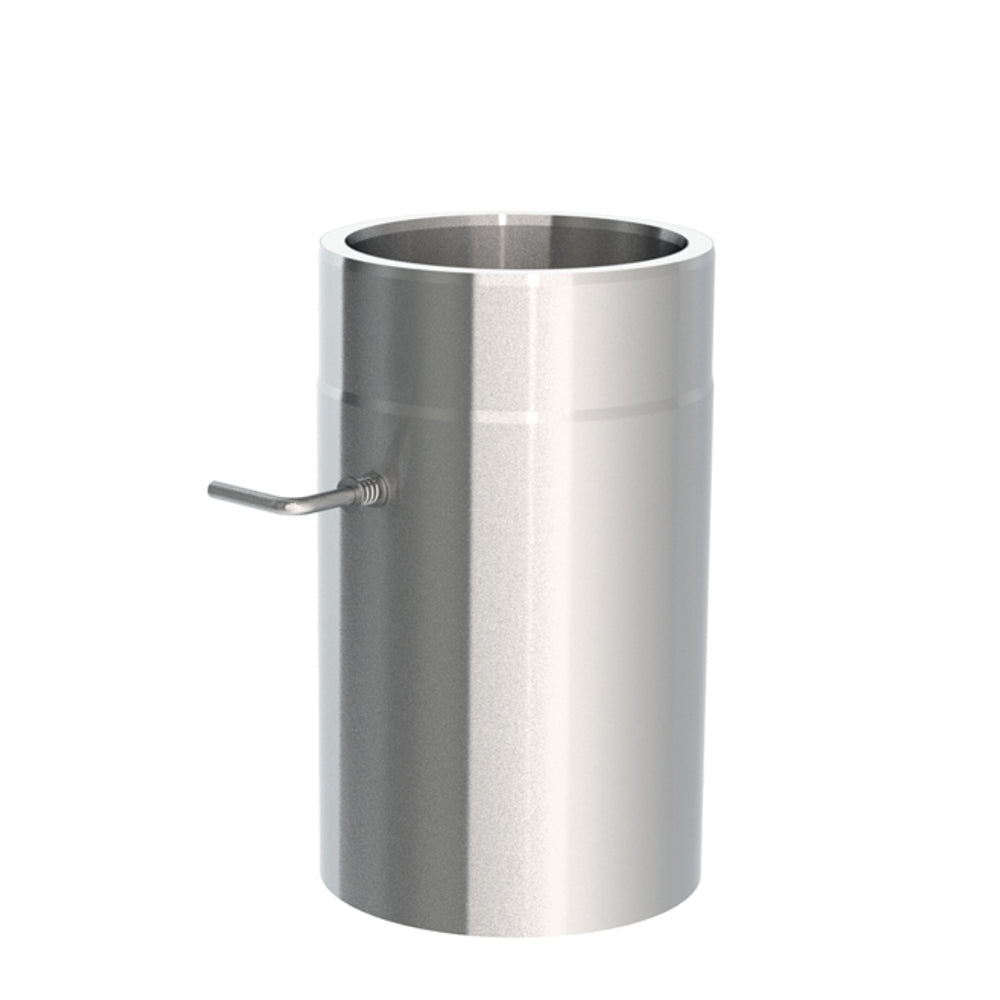 Jeremias Ofenrohr Längenelement 750mm+Drosselklappe | Edelstahl gebürstet