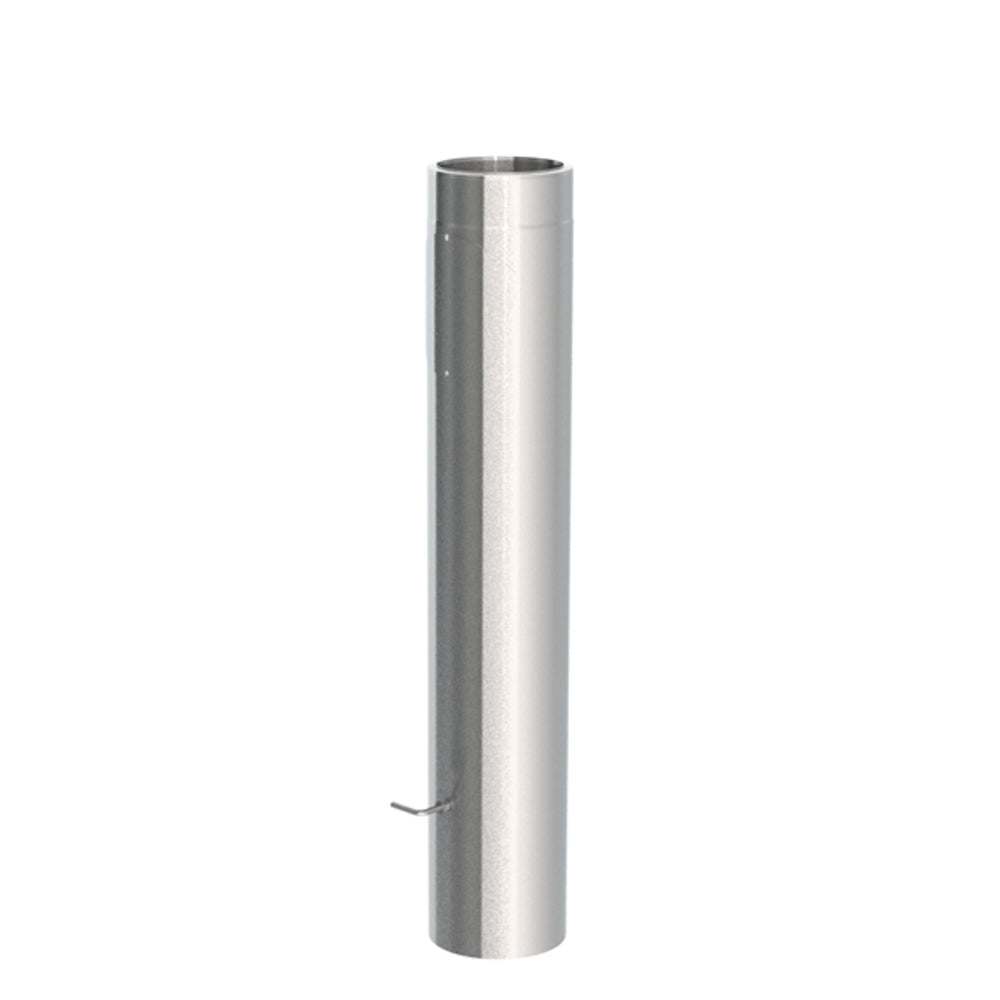Jeremias Ofenrohr Längenelement 1000mm+Drosselklappe,Tür, edelstahl, gebürstet
