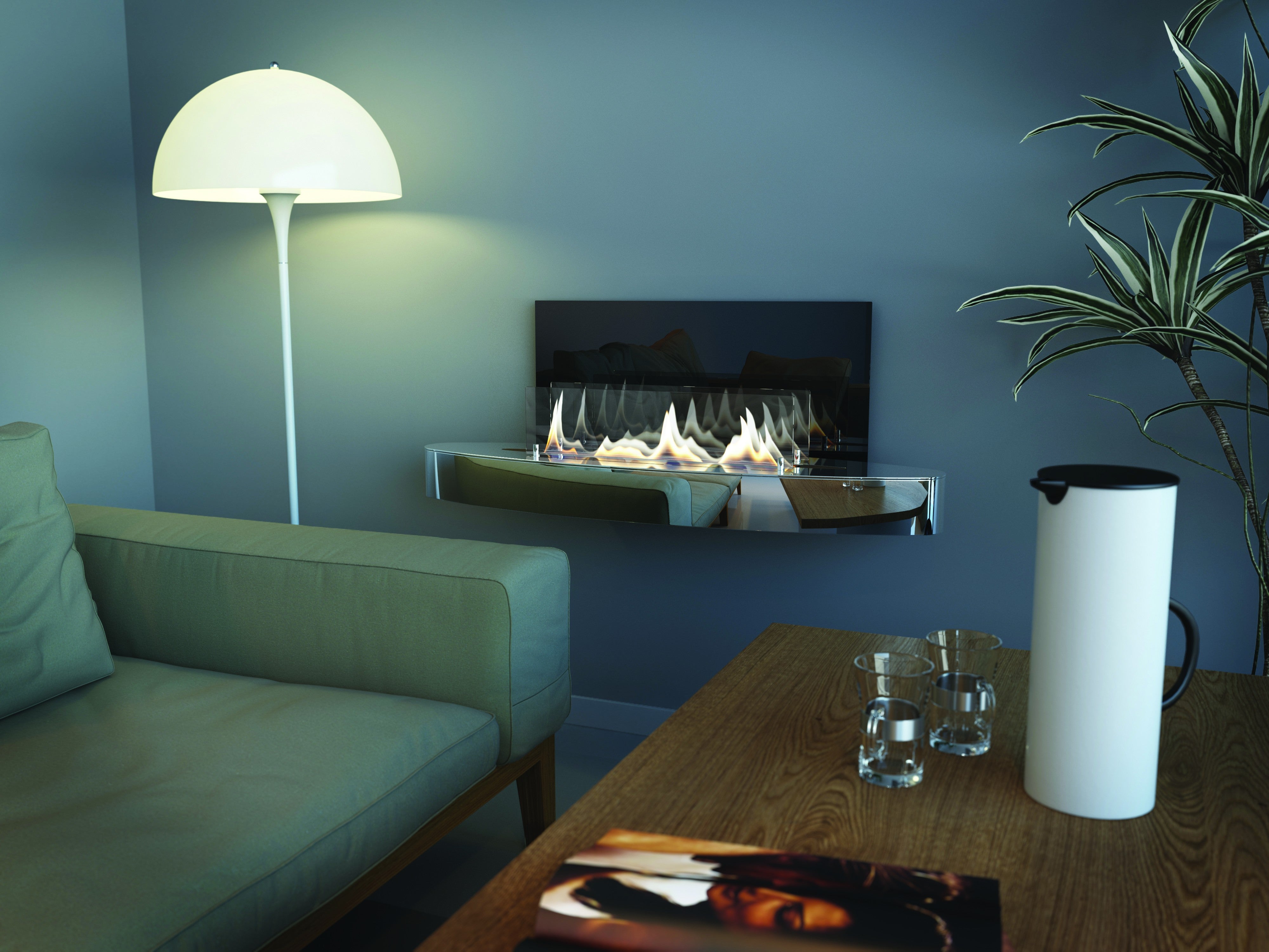 ebios-fire Wandkamin Elipse Wall - Milieu Chrom