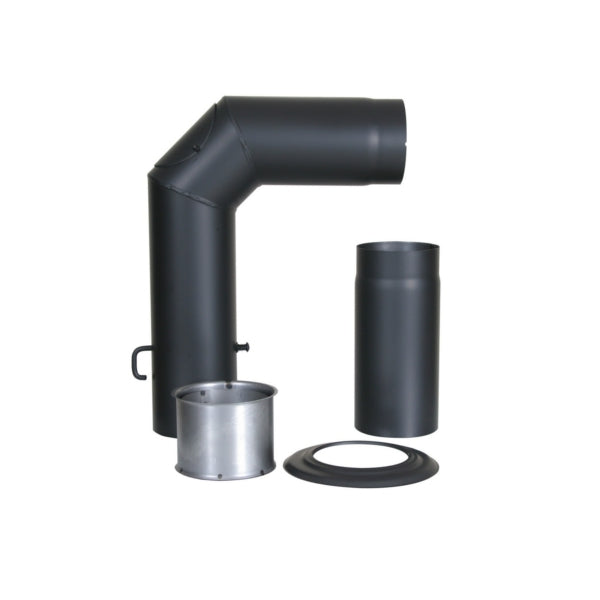 Kamino-Flam  Winkelrohr-Set, mit Verlängerung; Ø 150 mm, schwarz 